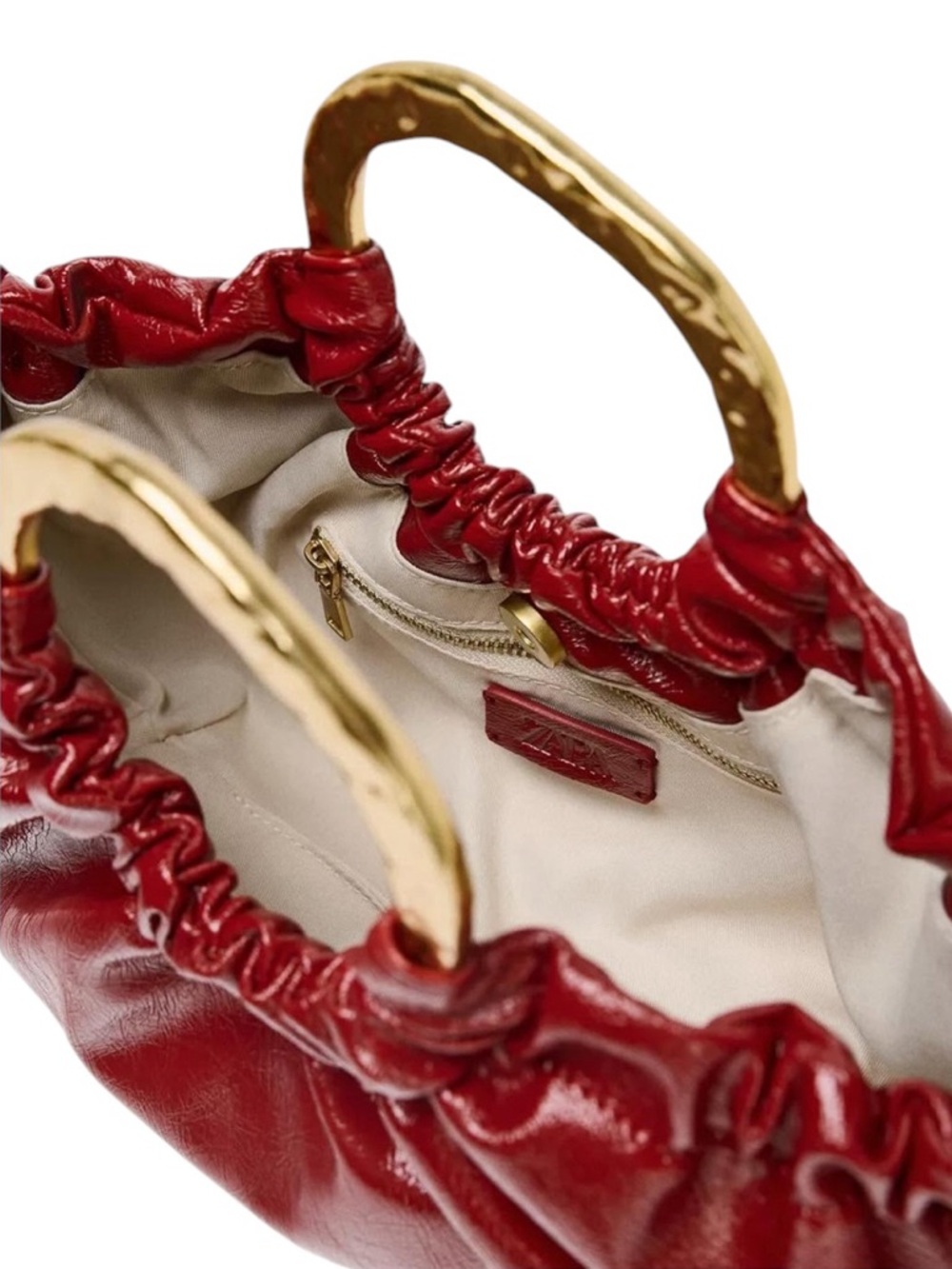 ZARA NWT Red Ruched Hand Bag - Picture 4 of 7
